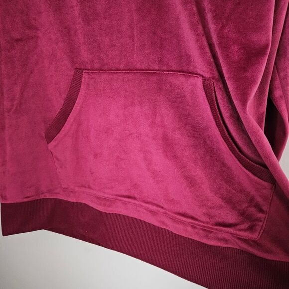 Bobeau Sweatshirt Hoodie Velvet Burgundy Red V-Neck Comfy Casual Neutral - Picture 3 of 8